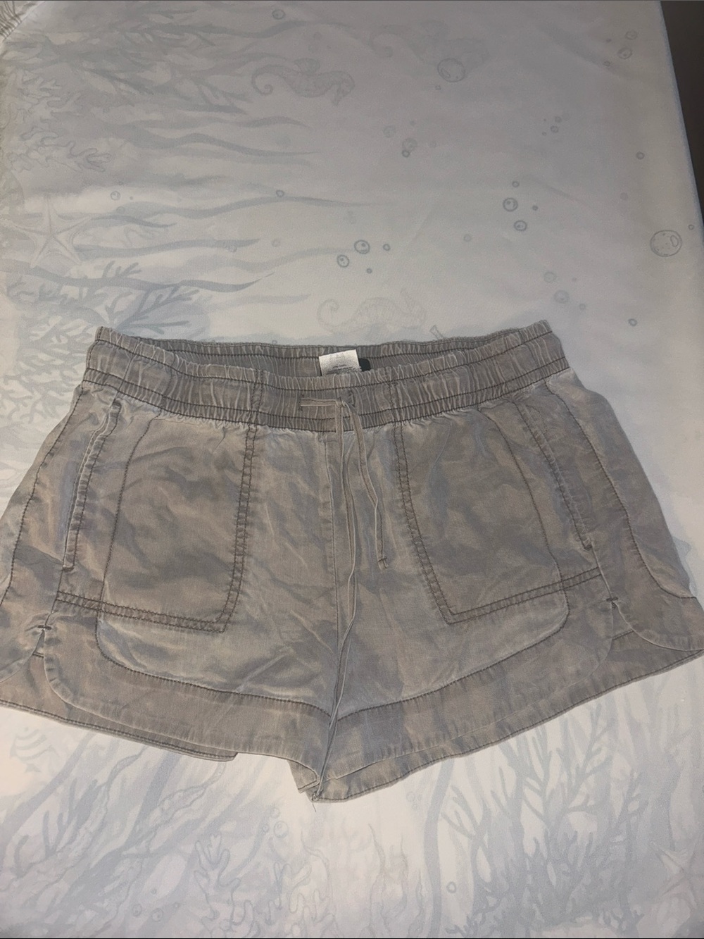 Express Light Gray Woven Drawstring  Shorts